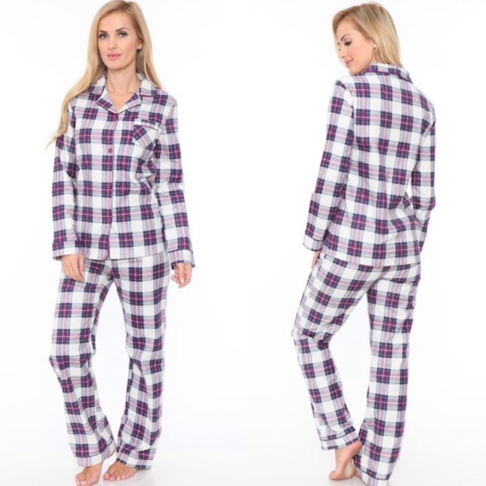 Purple plaid flannel pj set